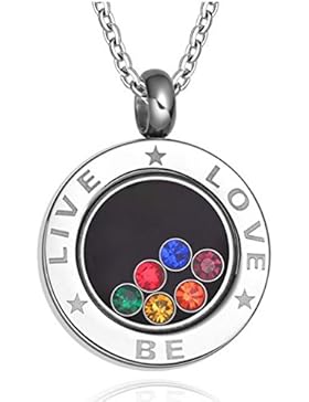 Gudeke Edelstahl-Regenbogen -Kristall-hängende Halskette für Homosexuell & Lesbische stolz Lesbian Pride, freie...