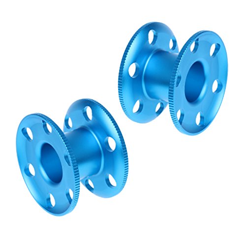 Preisvergleich Produktbild FLAMEER 2x Aluminiumlegierung Scuba Diving Fingerspule Tauchspule Führungsspule Blau