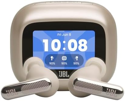 JBL Live Beam 4, Auricolari Wireless con Cancellazione Adattiva del Rumore, Bluetooth, Autonomia di 48 Ore, Impermeabilità IP55, Smart Charging Case, Beige