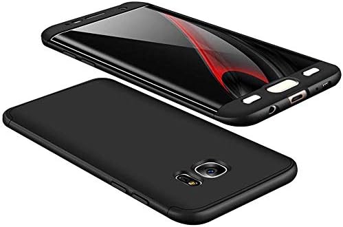 cmdkd case Compatible for Samsung Galaxy S7 Edge,360 Degree Protection 3 in 1 Slim PC Cover Shockproof Shell Full Body Coverage Hard Protective Case + Tempered Glass Screen Protector. Black