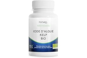 Iode d'algue de Kelp Bio - Thyroïde, Fonctions cognitives, Énergie, Métabolisme - 150 µg 60 Gélules (1 mois) - Source d'iode 100% naturelle - Récolte Durable - Vegan - Fabriqué en France - Dynveo