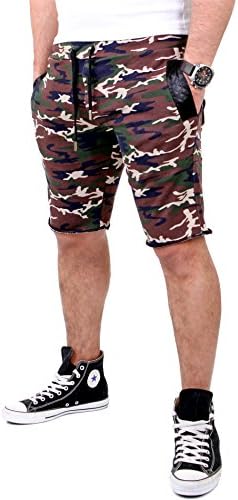 Reslad Shorts Tracksuit Bottoms Sports Bermuda Men's Sweatpant RS - 3329 Camouflage -  Green - L