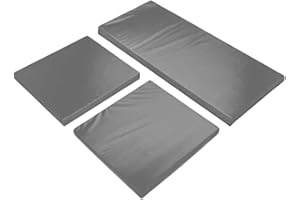 AR KOMFORTKING ARK 3PC Outdoor Garden Rattan Cushions Comfy Seat Pads with Removable Cover | Water-Repellent, Durable [ Single Sofa 104 x 52 x 5 cm | 2 Chairs 52 x 52 x 5 cm (GREY, 3PC 1x sofs, 2x chair)