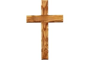 KASSIS GESCHENKARTIKEL KASSIS Cruz colgante de madera de olivo, diseño sencillo 16 cm - Crucifijo de Belén hecha a mano - Regalo para confirmación, comunión y bautizo - Decoración religiosa, bendición para el hogar