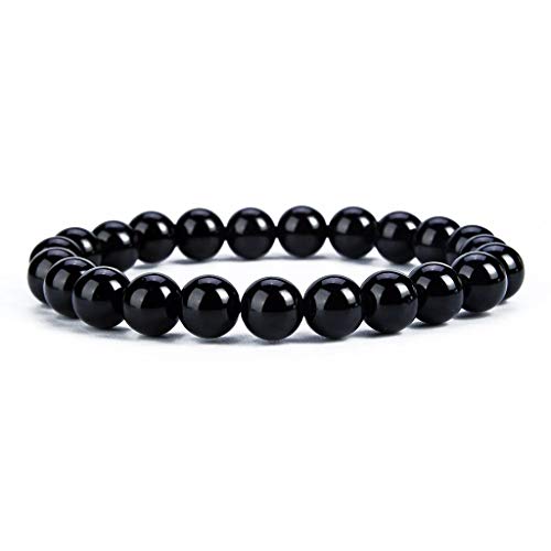Stoke Home ?? Pulsera Turmalina Negra en Piedras Naturales con Funda de Cuero Sintético | Pulsera de Protección en Cristal para Hombres y Mujeres