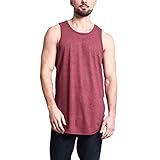Yvelands Herren Trägershirt der Männer T-Shirts Grundlegende Feste Lange Länge gebogener Hem Ärmellose Hemden Weste(rot,L)