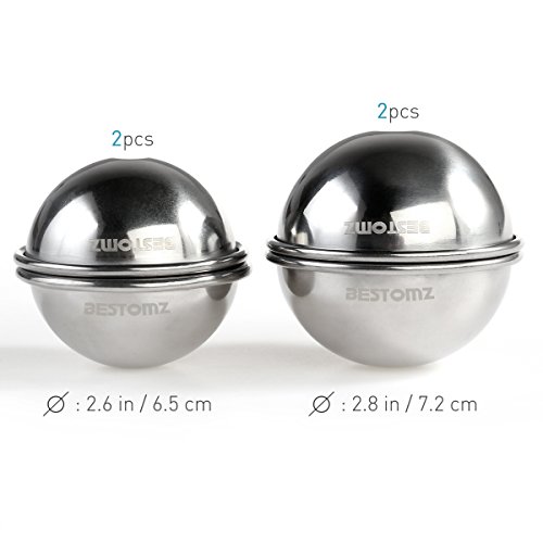 BESTOMZ Badebomben Edelstahl Form für Badekugeln Selber Machen 4 Formen in 2 Größen – 6,5 cm und 7cm Ø - 4