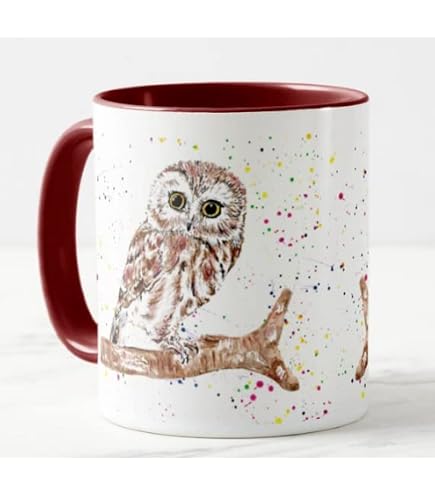 Eule Auf Einem Ast Tasse Schwarz – 300 Ml, Spülmaschinenfest, Mit Hochwertigem Druck, Für Nachtschwärmer & Eulen-Fans