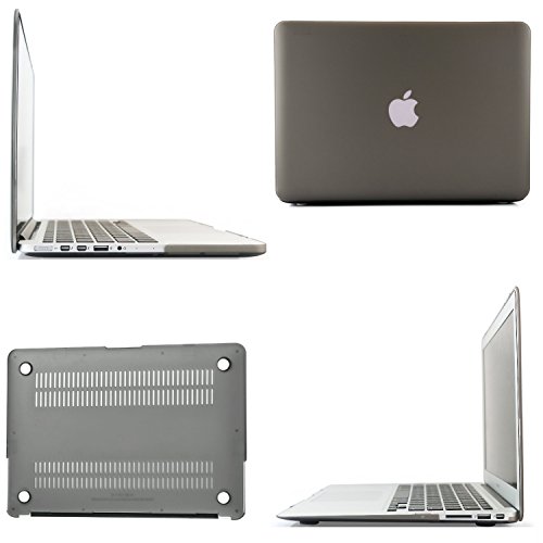 i-Buy Matte Gummierte Harte Schutzhülle Hülle für Apple Macbook Air 13.3 Zoll + Schutzfolie + Silikon Tastaturschutz + Anti-Staub-Stecker – Grau - 3