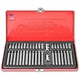 Mass Pro 40pc Torx Star Spline Hex Allen Key Socket Bit Set 3/8 & 1/2 Drive Alan T20-t55 Socket Set (Pack of 40), Chrome Vanadium Steel