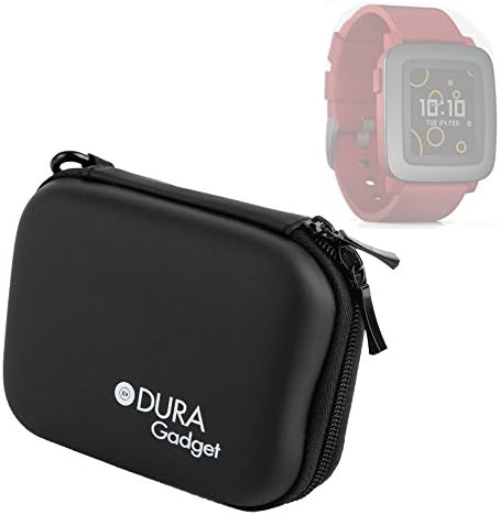 DURAGADGET Pebble SmartWatch Case - Premium Quality Black Hard EVA Shell Case with Carabiner Clip & Twin Zips - Suitable for Pebble Time & Pebble Time Steel Smartwatch