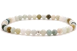 BERGERLIN Genuine Natural Stone Bracelet with 925 Sterling Silver Pearl Bracelet, for Men and Women, with Certificate of Authenticity