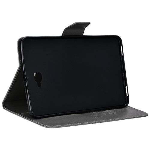Samsung Galaxy Tab A (2016) 10.1 T580N / T585N Hülle, Yokata Cover Flip PU Lederhülle Geprägt Löwenzahn Motiv Bookstyle mit Eingebautem Magnet Magnetverschluss Handyhülle Sehr Dünn Standfunction Case Backcover Tasche Karten Slot Schutzhülle Etui Brieftasche Cover + 1x Kapazitive Feder – Grau - 5