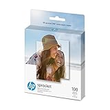 Verpackungsinhalt: 100 Blatt Fotopapier mit Kleberückseite von HP mit 2 x 7,6 cm