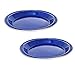 Produktbild Strider 2er Set Emaille Teller 25 cm Blau 2 Stück Email Speiseteller mit Edelstahl-Rand für Camping Garten Grillen