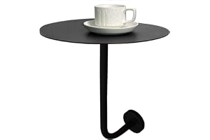 LQSYBHD Runt bistro pubbord, svart metall järn bar matbord med väggmonterat L-format fäste cocktailbord, köksbord för hem/kontor/sovrum/kafé/restaurang (storlek: 40 x 40 x 45 cm)