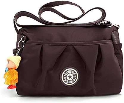 Womens Cross-body Bags, Waterproof Nylon Ladies Small handbags Shoulder Bags,Adjustable Shoulder Strap Handbag,Multi Pockets Travel Purse Shoulder Bag Brown