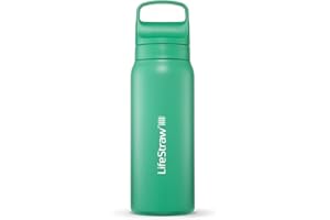 LifeStraw Go Series – Insulated Stainless Steel Water Filter Bottle for Travel and Everyday Use, 24oz Cactus Green