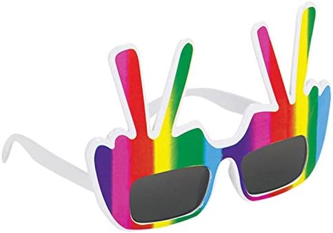 magic Clown Costume 60s Peace Rainbow Sunglasses Schlager Move Festival Hippy Multi-Coloured