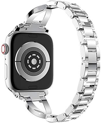 YUYOUG Stainless Steel Wristband Replacement Watch Girls Crystal Diamond Band Wrist Strap Bracelet For Apple Watch/iWatch Series 4 40mm/44mm
