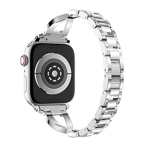 YUYOUG Stainless Steel Wristband Replacement Watch Girls Crystal Diamond Band Wrist Strap Bracelet For Apple Watch/iWatch Series 4 40mm/44mm