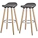 Produktbild Oslo Barhocker 2-er Set Bar Grau + Füße Buche massiv – skandinavischen – L 39 x P 40 cm