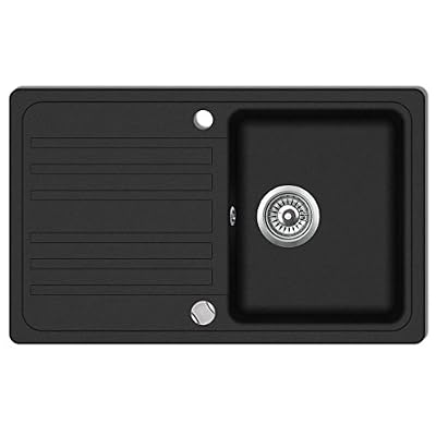 vidaXL Évier de cuisine réversible à 1 bac en granite noir avec égouttoir
