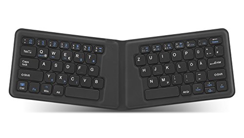 Supremery Bluetooth Tastatur Wireless Keyboard - faltbar, schnurlos, ergonomisches Design und Ultra Slim für Windows PC/ Tablet/ Smartphone (QWERTZ, deutsches Tastaturlayout)