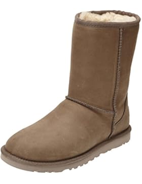 UGG UGG W Classic Short Leather Damen Halbschaft Schlupfstiefel