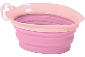 United Pets Leaf Bowl Ciotola da Viaggio per Cani, di Design, Pieghevole e Portatile, in Silicone Atossico, rosa, Taglia unica