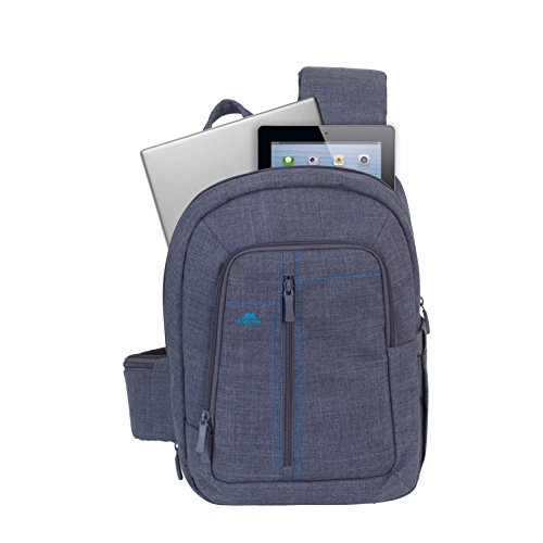 RIVACASE Tasche für Notebook bis 13.1“ – Leichte Umhängetasche mit gepolsterten Seiten und weichen Schultergurt – Grau - 7