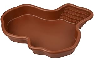 Pewihyer Extra Large Reptile Bathing Pool Reptile Feeding Dish Water Bowl with Ramp Aquarium Ornament for Gecko, Snake, Turtle, Bearded Dragon, Lizard Bath (Brown)