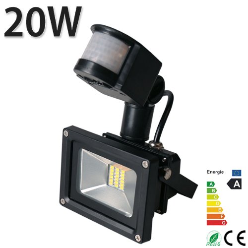 Kaltweiß/Warmweiß 20W LED Fluter SMD 18LEDs Lampe + Bewegungsmelder Wandstrahler Spots 1700-1800 lm Alu. Gehäuse Strahler Scheinwerfer LED Flutlicht Außenstrahler wasserdicht IP65 (warmweiß) - 4