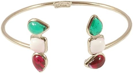 Gripoix Paris Women's Gold Plated Brass Multicolor Stones Double  Geometrical Adjustable Bracelet