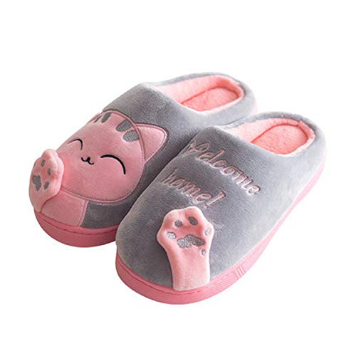 Home Cotton Slippers Indoor Winter Bag Lovers Cute Cartoon cat Lady Plus Velvet Slip-Proof Soft Bottom Cotton Slippers