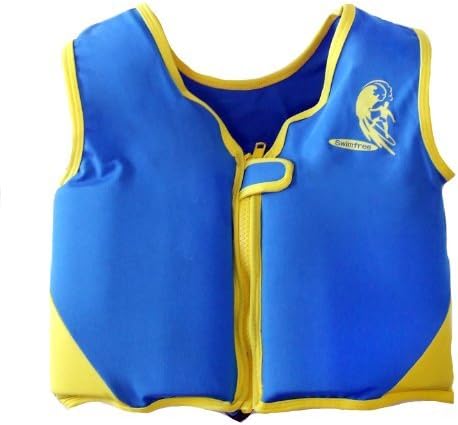 Swimfree Boys Blue/Yellow Swim Vest Learn-To-Swim Floatation Jackets Size Medium For Kids Age 3.5-5.5 Years Old