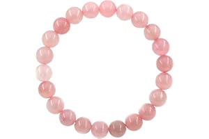 Ouubuuy Bracelet Quartz Rose Bracelet Perles Pierre Naturelle Lithotherapie en 8mm Élastique Bracelet Homme et Femme