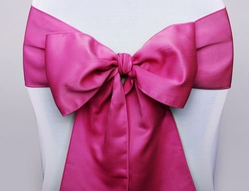 100 Satin Stuhlschleifen/Tischläufer Satinschleifen Stuhlhussen-Schleife (Freie Farbwahl) (Fuchsia)