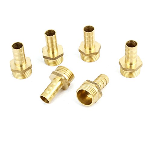 6 Stück mit Messing-Schlauchanschluss, 12 mm x 1/2 PKT Außengewinde Kupplung Luft-Kraftstoff