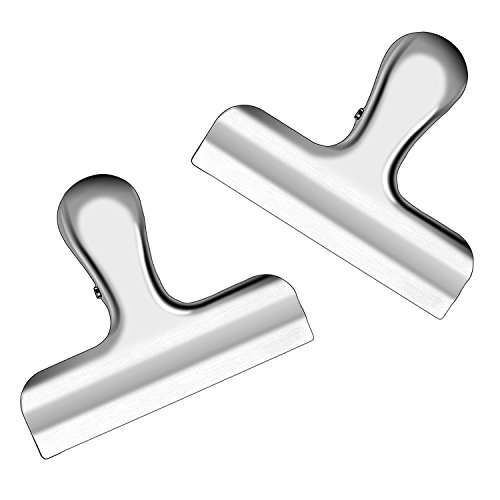 Ipow 10 Stück große Metall Clips Tüten Verschlussclips Brief Klammern aus rostfreiem Edelstahl, Starke Federkraft, 76mm Breite. - 6