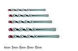  Takestop® Juego de 5 piezas brocas punta broca de espiral para pared acero rojo 4 - 5-6 - 8-10 mm carpintero agujero carpintería barrena