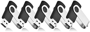 4GB memory stick 5 pack VIEKUU USB Flash Drive GB Swivel Design Memory Sticks Fold Storage (5 packs black)