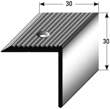 3.28 ft Stair nosing profile / step nosing edge (1.06 x 2.28'') aluminium, anodised, drilled, metal, color: silver