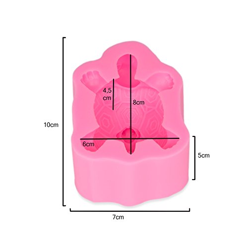 Silikonform im Schildkrötendesign mit kleinem Frosch, Herstellung von 3D-Seife, Kerze, Muffin, Kuchen, Gipsform, Wackelpudding, Mouse, Candle, Soap, Docht, und Eiswürfel, Deko, Gelee, Farbe: Rosa - 6