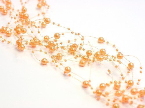 Perlengirlande orange apricot 5 Stück á 1,3m Tischdeko Hochzeit Taufe Weihnachten