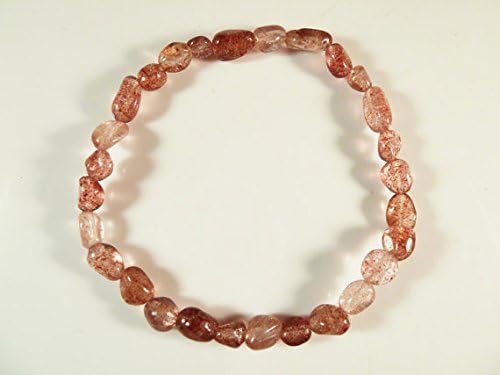 Lepidocrocite Stretch Bracelet Smooth Round Polished Gemstone Nugget Beads Strawberry Quartz Pink Red Tumbled 6mm x 4mm