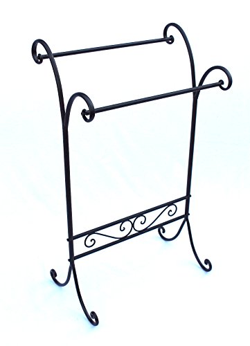 DanDiBo Handtuchhalter 092568 Handtuchständer 90 cm Landhaus Schwarz Standhandtuchhalter - 2