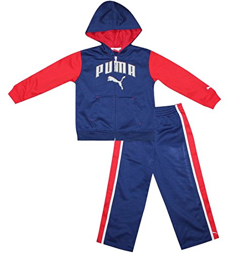 2 PCS Set: Puma Toddler Warm Zip-Up Outdoor Jacket & Pant Set 4T Blue & Red