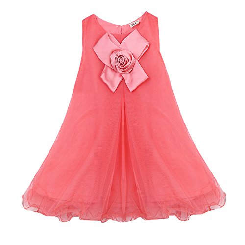 Baby Kids Girls Princess Solid Flower Sleeveless Tulle Party Dress