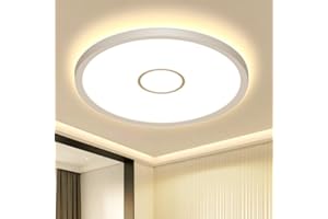 kuwork Plafon Led Techo 3000K, IP44 Lámpara de Techo Retroiluminación para Salon Dormitorio Cocina, 24W 30CM